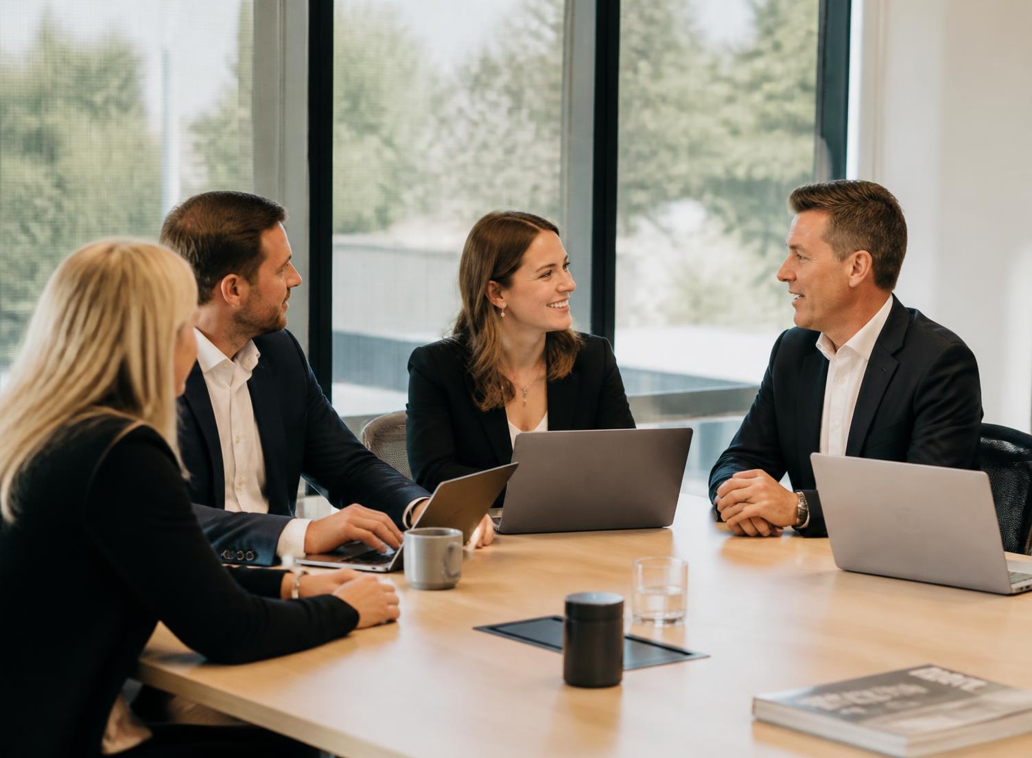 A hiring team meeting with a JA Recruitment consultant